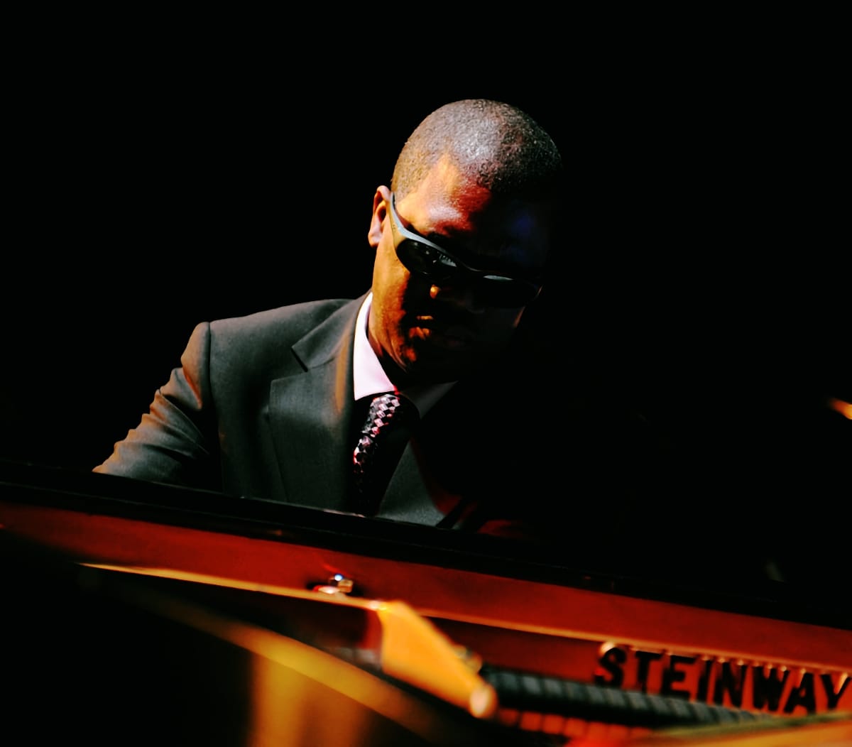 Marcus Roberts playing piano.