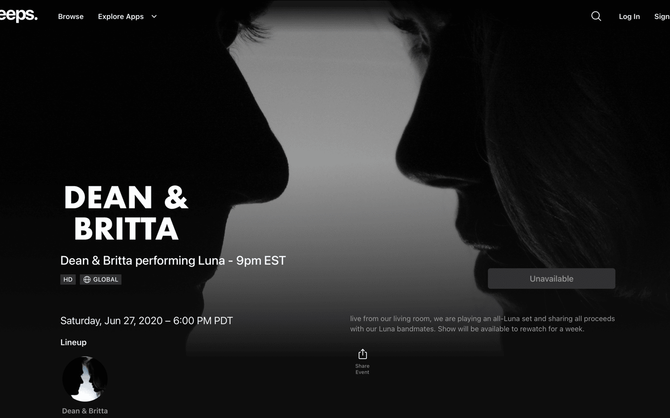 Dean & Britta Lockdown Livestream, June 27, 2020 feature image