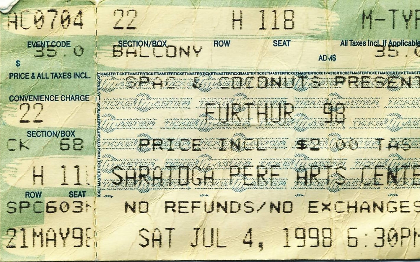 Furthur ’98, Saratoga Springs, NY, July 4, 1998 feature image